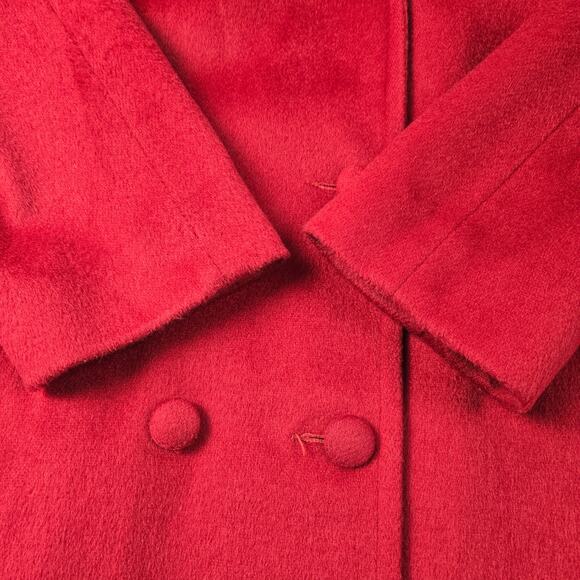 Vintage Jennifer Chase Wool Double Breasted Coat Union Label Red Holiday size 10 - Picture 7 of 16